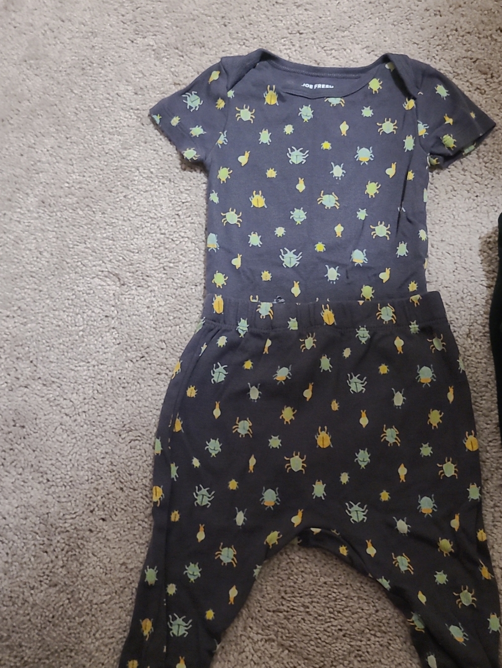 Joe Fresh Navy One-Piece with Green and Yellow Bug Print